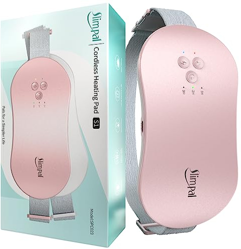 Slimpal Ceinture Menstruelle Chauffante Electrique, Menstural Heating Pad for Period Menstruelle Coussin Chauffant avec 3 Réglages de Minuterie d'Arrêt Automatique, Cadeaux pour les Femmes, Rose Pêche