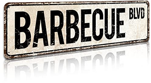 Barbecue Blvd Street Sign - Barbecue Decor, Vintage Wall Art for Home/Garden/Kitchen, Metal Sign 4x16