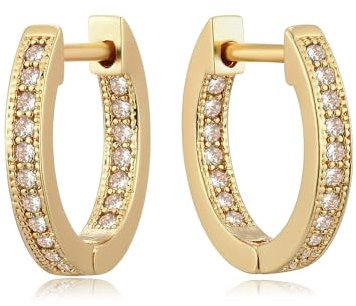 Jenosy Ohrringe Damen Gold Mit Zirkonia - Zarte Creolen, Modische Leichte Knorpel Huggie Hypoallergene Ohrringe 18K Vergoldet Modeschmuck für Frauen und Mädchen