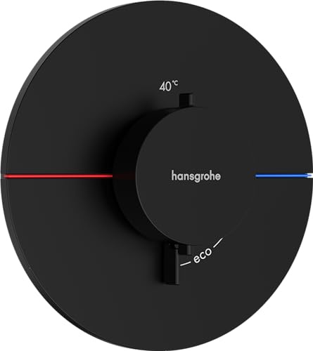 hansgrohe ShowerSelect Comfort S - Thermostat Unterputz, Armatur mit Sicherheitssperre (SafetyStop) bei 40° C, rundes Thermostat, Mischbatterie für 3 Verbraucher, Mattschwarz