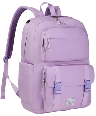 VASCHY School Backpack for Girls,Large Fashion School Bag for Women Casual Rucksack BookBag for College/Work/Travel,Light Purple