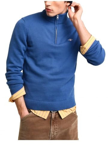 GANT Herren Casual Cotton Half Zip Pullover, Vintage Blue, L