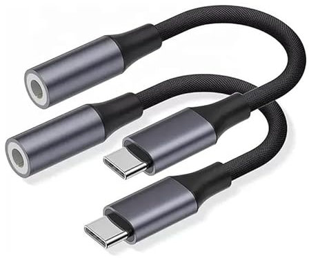 2 Pack USB-C Aux Adapter, Type C to 3.5mm Headphone Jack Adaptor for Apple Dongle, iPhone 16e 16 Pro Max, Samsung Galaxy, iPad Pro, Headphones, Car Stereo, Speaker Hi-Fi Clear Sound, Auxiliary Audio