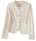 E-Girl Blazer Femme Beige Elégant Décontracté Affaires Col Rond ajusté Manches Longues Blazer Court Simple Boutonnage uni Printemps & Automne Veste Ouverte Revers,34,B9685