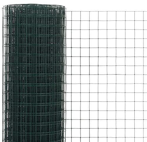 Kavolet 10x0,5 m Maschendraht Drahtzaun Stahl mit PVC-Beschichtung, Katzenzaun Hühnerzaun Volierendraht Drahtgitter Gitterzaun Schweißgitter Gartenzaun, Grün, Maschenweite 16x16 mm