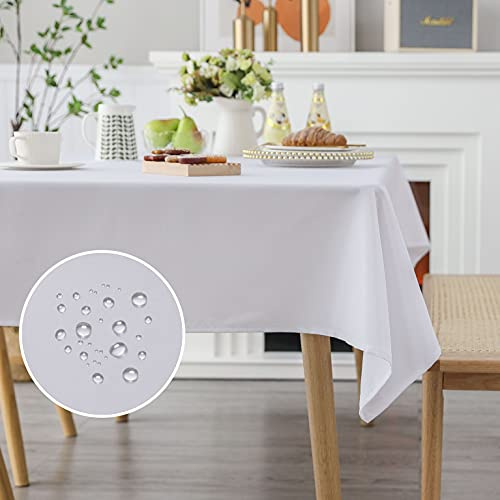 Demetex White Waterproof Tablecloth 152cm x 305cm Rectangular Table Cloth Decorative Table Cover for Birthday Housewarming, 60x120 in, 1 Pc, White