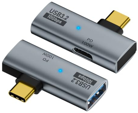 JUCHRZEY Divisor 2 en 1 Tipo C 3.2 OTG con Tipo C 100W PD Carga rápida Adaptador USB C a USB 3.2 Transferencia de Datos de 10 Gbps Adaptador USB C a USB para teléfono Tablet
