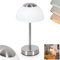 LED Tischleuchte Rands, dimmbare Tischlampe aus Metall/Glas in Nickel-matt/Milchglas, Tischleuchte mit Touchdimmer, USB-C Anschluß, An-/Ausschalter, Akku, 2,5 Watt, 243 Lumen, 2700-6500 Kelvin
