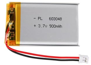 3.7V Lipo battery, 3.7V 900mAh 603048 Lithium polymer ions with 2P-PH connection with 2.0 mm pitch