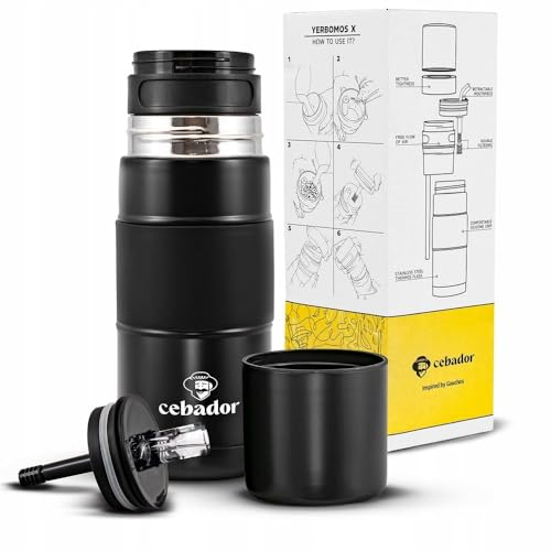 Cebador Thermal Yerba Mate Cup with Straw – Yerbomos X 450ml | Double-Wall Insulated Stainless Steel Travel Flask | Travel Yerba Tea - Portable Mate Thermos | Easy Clean Filter Thermal Bottle