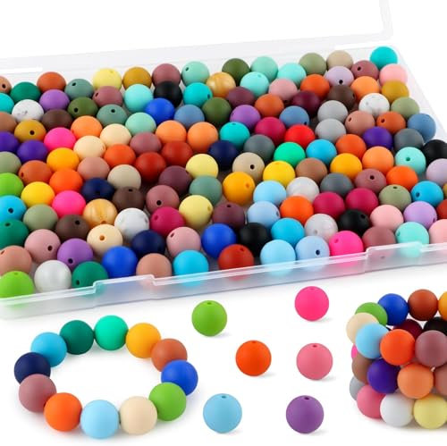 yoofun Lot de 150 perles en silicone de 15 mm pour bracelets, mini perles pour la fabrication de bracelets, les vacances, les fêtes, Noël