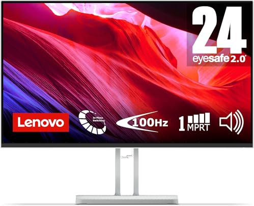 Lenovo L24i-4A | 23,8 Full HD Monitor | 1920x1080 | 100Hz | 250 nits | 1ms Reaktionszeit | IPS-Panel | HDMI | VGA | integrierte Lautsprecher | entspiegelt | 3,8kg | grau