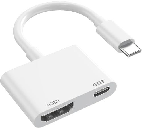 USB-C to HDMI Multiport Adapter for Apple iPhone 16/15, Type-C to Digital AV Hub with HDMI 4K@60Hz Output and USB-C Charging Port for MacBook Pro/Air, iPad Pro, iMac, Galaxy S24 More (White-2 Ports)