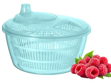 Essoreuse à salade grande 3L, Essoreuse multifonction en inox, manuelle, pour légumes, fruits et grandes salades, avec couvercle, base antidérapante, grande capacité, pour famille et camping (Green)
