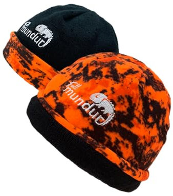 Full mundur Wende Jagdmütze, Strickmütze, Camouflage Orange schwarz, Sichtbarkeit Beanie-Mütze, Blaze Orange Wendemütze für die Drück-Jagd