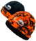 Full mundur Wende Jagdmütze, Strickmütze, Camouflage Orange schwarz, Sichtbarkeit Beanie-Mütze, Blaze Orange Wendemütze für die Drück-Jagd