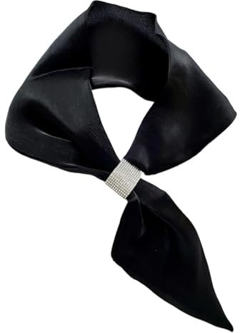 ZNJAMN Seidenhalstuch Kleiner Seidenschal for Damen, Halstuch, weiblich, Kleiner Ohrschal, Krawattentasche, Stirnband, Dekoration, Halstuch(Black)