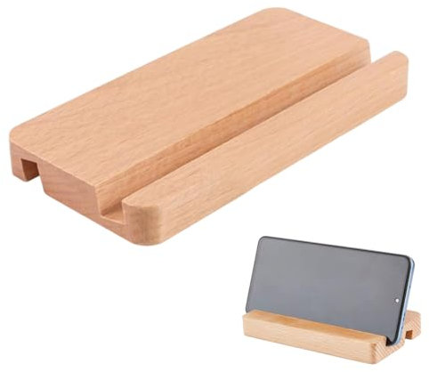 RAMGLYO Support Téléphone en Bois, Support Universel de Bureau pour Téléphones et Tablettes, Portable avec Double Rainure pour Utilisation à la Maison ou au Bureau (14x8x2cm)