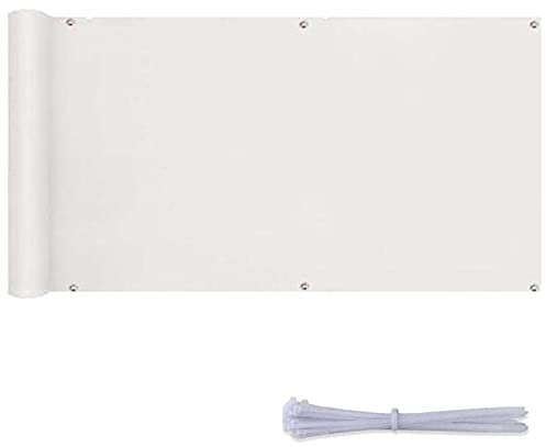 Toldo lateral de 4 x 31 pies para balcón, tela de protección UV y viento con lazos de nailon, patio al aire libre, color blanco