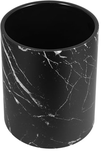 Cabilock Poubelle Marbrée 12L Corbeille à Papier Ronde sans Couvercle Poubelle en Plastique Noir Conteneur à Déchets Pratique pour Maison et Bureau
