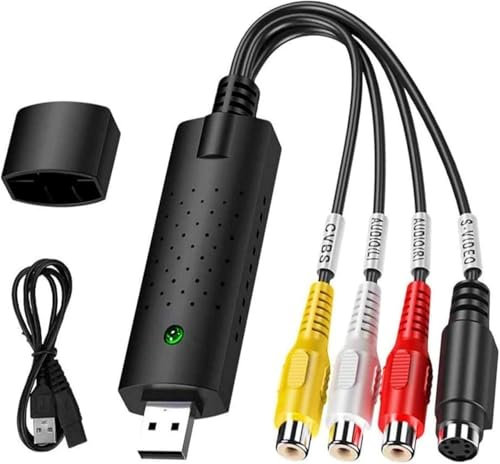 USB 2.0 Audio Video Grabber Konverter, Videokassetten Digitalisieren, einschließlich VCR VHS DVD, Video Rekorder für Windows11/10/8/7/Mac, Hochauflösende Video Digitalisierung und Bearbeitung