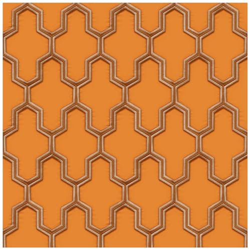 YöL Bold Geometric Trellis Wallpaper - Vibrant Orange Textured Pattern Design - Washable Wet-Removable Wall Decor - Stylish Living Room Dining Area Home Office - Paste The Wall Durable