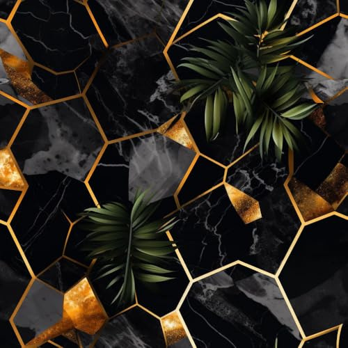 Klebefolie Möbelfolie Tapete Schwarz Golden Geometrisch Geometrische Wabe einfach anzubringen Klebefolie Möbel Tapete Kinderzimmer Muster Dekofolie Möbelfolie Selbstklebend Wand Tapeten Wohnzimmer Sc
