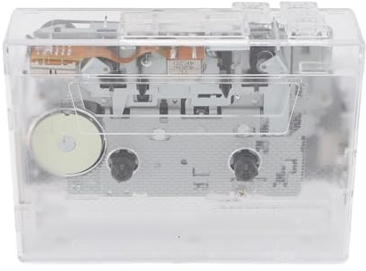 Dpofirs Porteur de Cassette Portable, avec Radio FM Bluetooth, Cassette USB à Convertisseur MP3, Magnétophone avec Prise Casque, Conception Transparente
