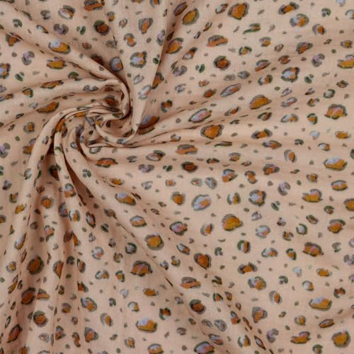 Musselin Stoff Leopardenmuster – 100% Baumwolle, Ökotex zertifiziert - Weicher Baumwollstoff Meterware für Kleidung, Deko & Babytextilien - 2 Farben (light rose)