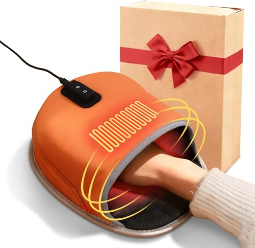 Nauttxon Heated Mouse Pad Hand Warmer - Dual-Sided Heating USB Heated Mouse Pad - 3 Temperature & Timer Settings Lether Surface Mouse Hand Warmer - Gift for Office Work Home Gaming - Orange