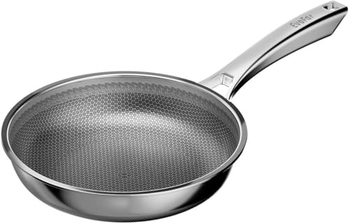EvoFar Edelstahlpfanne 28 cm, 3-Schicht Antihaft Wabenpfanne | ergonomischer Edelstahlgriff, Edelstahl Pfanne Induktion für alle Herdarten geeignet, Backofenfest Bis 380°C