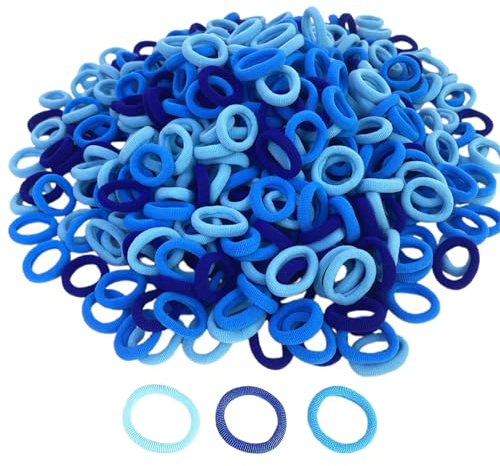 300 Stück Bunte Baby Haargummis, Niedliche Elastische Zopfhalter 20mm für Mädchen, Kinder, Babys und Kleinkinder (Blaue Farbe)
