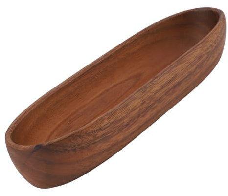 Yosoo Health Gear Boat Shaped Wooden Salad Bowl Multipurpose Serving | Handcrafted Solid Wood Tableware, Thickened Design, Salad Bowls for Fruit Bread Dessert Snacks