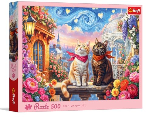 Trefl - Puzzle 500 Teile, Verliebte Kätzchen,Klassische Puzzles | DIY, kreative Unterhaltung, klassisches Puzzle, ab 10 Jahren