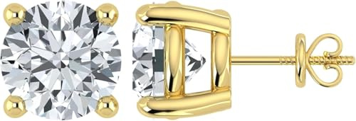 Diamant-Ohrstecker, 14 Karat Gelbgold, IGI-zertifiziert, im Labor hergestellte Diamanten, echte 585er Goldohrringe als Geschenk für Männer und Frauen, 1.00 Karat, 5mm F-G Color, VS Clarity