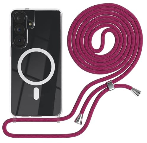 EAZY CASE - Handykette kompatibel mit Galaxy S26 Plus Kette zum Umhängen Stoßfest Handyhülle für Galaxy S26 Plus Silikon Hülle mit Band Handytasche Transparent als Fallschutz in Pink