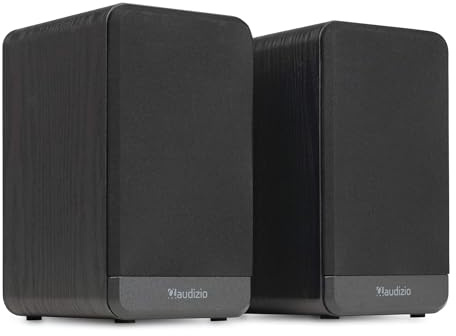 Audizio BS10 Aktivlautsprecher Boxen Paar - 80 Watt Bluetooth HiFi Lautsprecher Set mit HDMI ARC, Optical & RCA - Regal Lautsprecher, Studio Boxen für PC, TV & HiFi - Schwarz