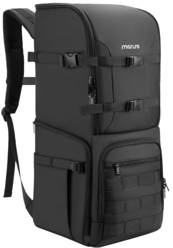 MOSISO Camera Backpack, Waterproof Telephoto Long Lens Bag, Black | Compatible with Canon/Nikon/Sony, Photography Backpack with Tripod Holder & Laptop Compartment & Rain Cover