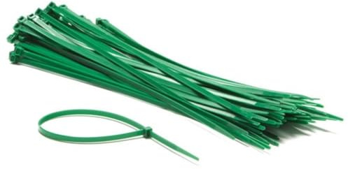 Perel Kabelbinder Nylon grün, 100 Stück, Kabelbinder 300 x 4,8 mm, UV-beständig, selbstverriegelnd, 36 kg Zugkraft, für schwere Anwendungen drinnen und draußen