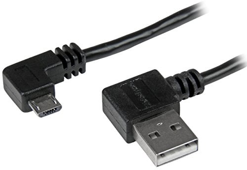 StarTech.com 1m 3 ft Micro-USB Cable with Right-Angled Connectors - M/M - USB A to Micro B Cable - 3ft Right Angle Micro USB Cable (USB2AUB2RA1M), Black