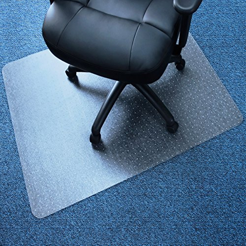 Marvelux Vinyl Bodenschutzmatte für niederflorige Teppichböden und Teppichfliesen schreibtischstuhl Matte 90x120cm rechteckig Bürostuhlmatte, transparenter Teppichschutz für Bürostuhl PVC