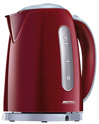 MPM MCZ-85/B2 Hervidor de Agua Eléctrico Inalámbrico. 1,7 litros, Base 360º, Filtro Anti Cal Desmontable, 2200W, Rojo, 2200 W, 1.7 litros, 0 Decibeles, Granate