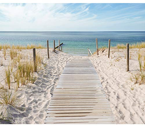 decomonkey Fototapete selbstklebend Strand Meer 343x256 cm Selbstklebende Tapeten Wand Fototapeten Tapete Wandtapete klebend Klebefolie Landschaft Natur