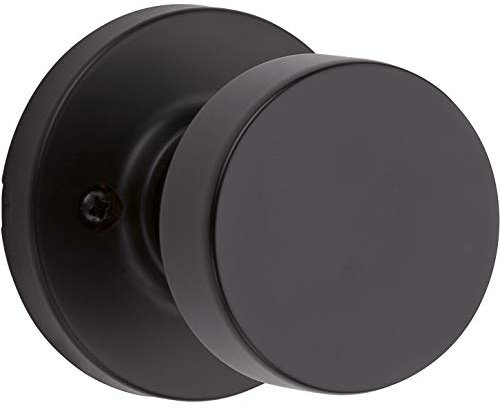 Kwikset 97880-938 Pismo - Pomo de puerta, color negro mate, rosa redondo