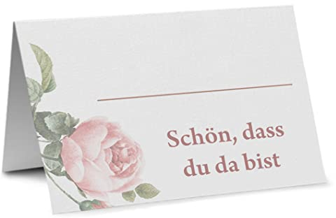 Partycards Tischkarten Geburtstag, Tischkarten Hochzeit, Tischdeko Hochzeit, Hochzeitsdeko Tisch - 50 Stück, Namensschilder, DIN A7, Platzkarten Kommunion, Namenskarten Konfirmation, Taufe