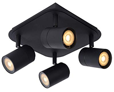 LUCIDE LENNERT - Deckenstrahler Badezimmer - LED Dim. - GU10-4x5W 3000K - IP44 - Schwarz