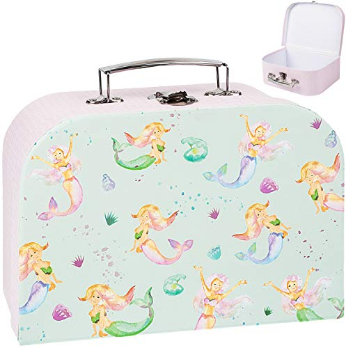 alles-meine.de GmbH Koffer/Kinderkoffer - MITTEL - Meerjungfrau/Prinzessin/Nixe - 25 cm - Pappkoffer - Puppenkoffer - Kinder - Pappe Karton - Prinzessinnen Muschel Fische p..