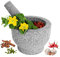 GRANDMA SHARK Mortar and Pestle Set, 14 cm Diameter Large Capacity Hard Granite Mortar, Premium Solid Granite Stone (14×10cm, Single Pestle)