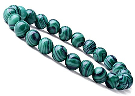 Emilys Gems Kraft - Power - Chakra Armbänder | Dehnbar | 8mm Naturstein - Für Ihr Wohlbefinden - Grüner Malachit