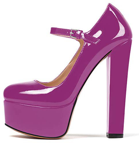 EDEFS Donna Scarpe con Tacco Donna,Scarpe con Cinturino alla Caviglia Donna,Scarpe con Plateau Donna,Viola EU46